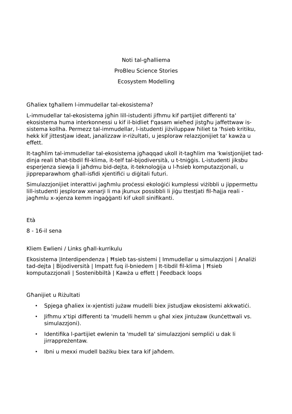 Għalliema Notes_Ecosystem l-Immudellar_1