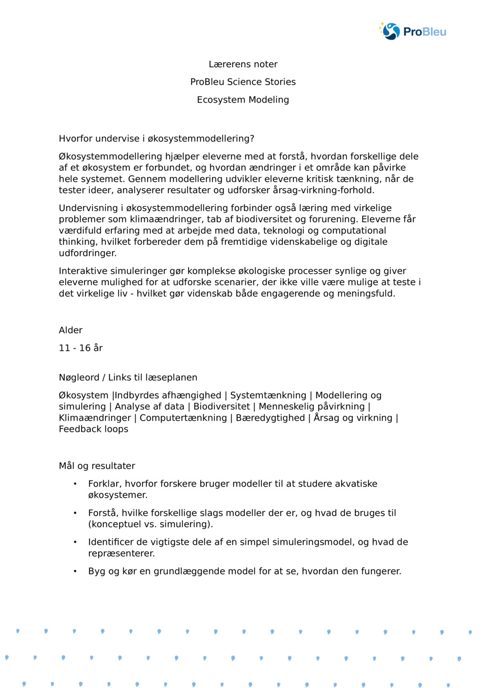 Lærerens noter: Økosystemmodellering med en plankton- Ecologist_ProBleu videnskabshistorie