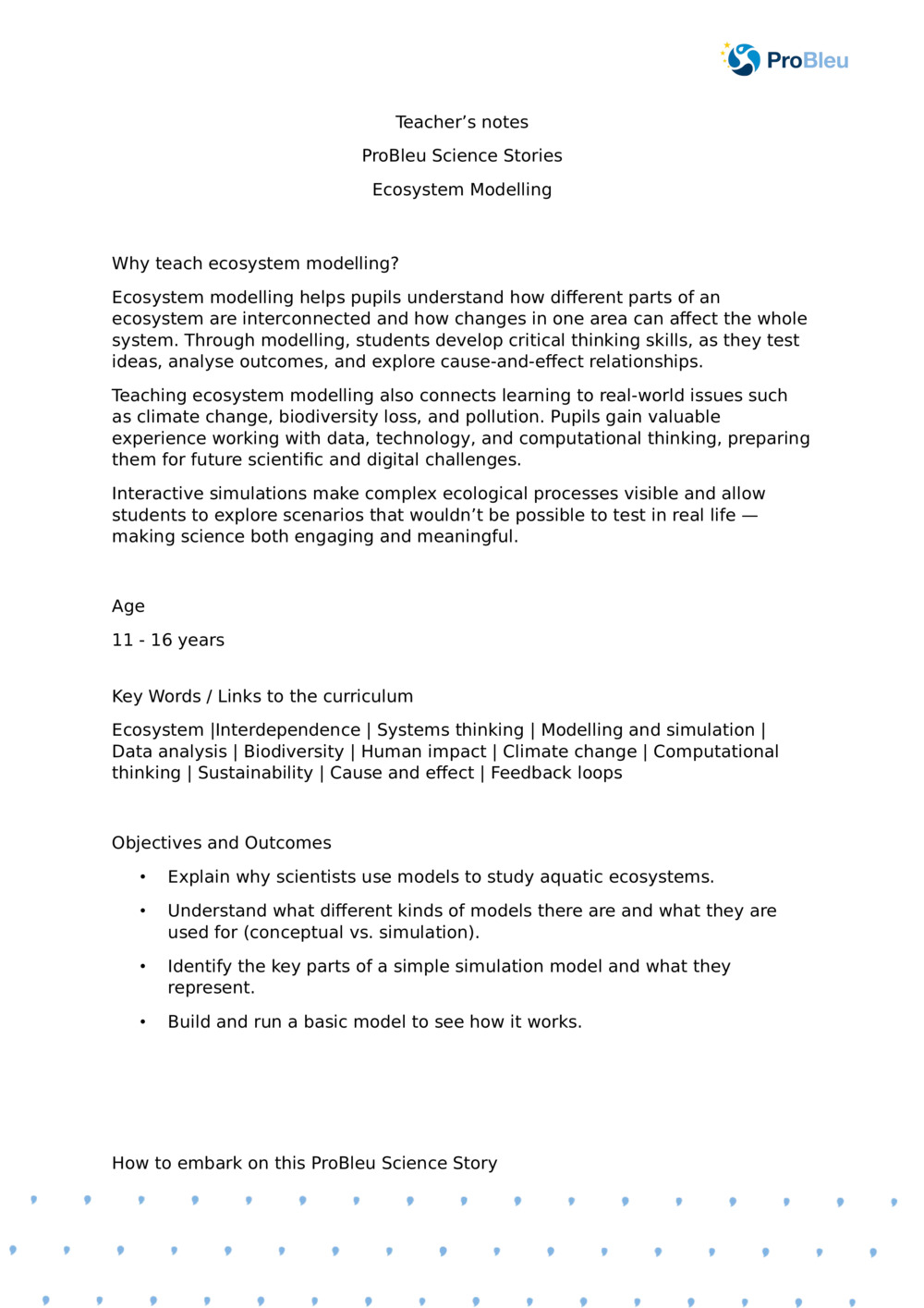 Teacher's Notes: Ecosystem Modelling with a Plankton Ecologist_ProBleu Science Story