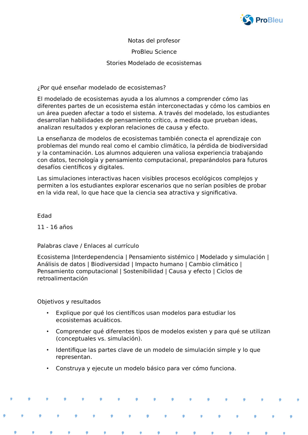 Notas para el maestro: Modelado de ecosistemas con una historia de plancton Ecologist_ProBleu ciencia
