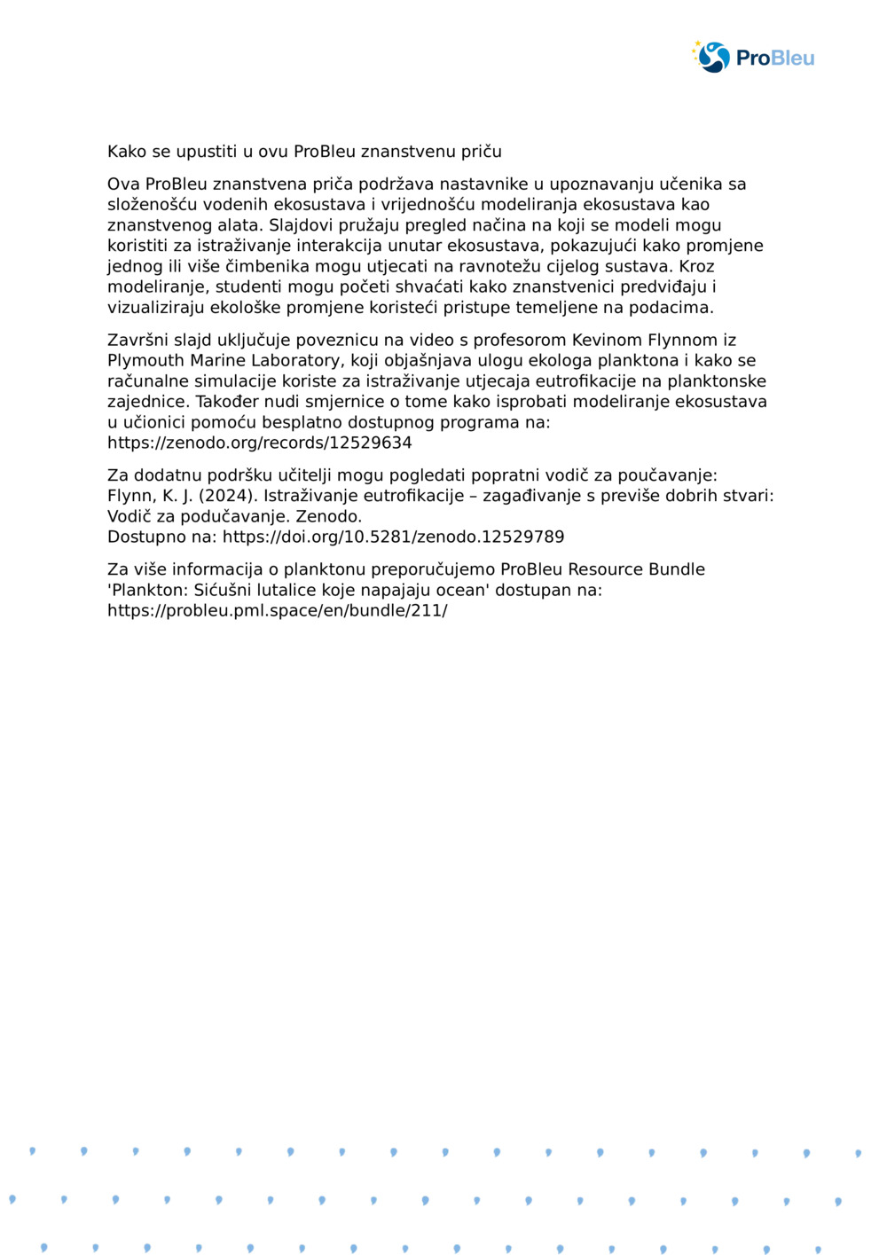Napomene nastavnika: Modeliranje ekosustava s planktonom Ecologist_ProBleu znanstvena priča