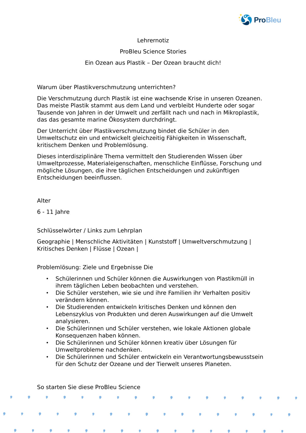 Anmerkungen des Lehrers: Ein Ozean aus Plastik: Der Ozean braucht you_ProBleu Wissenschaftsgeschichte