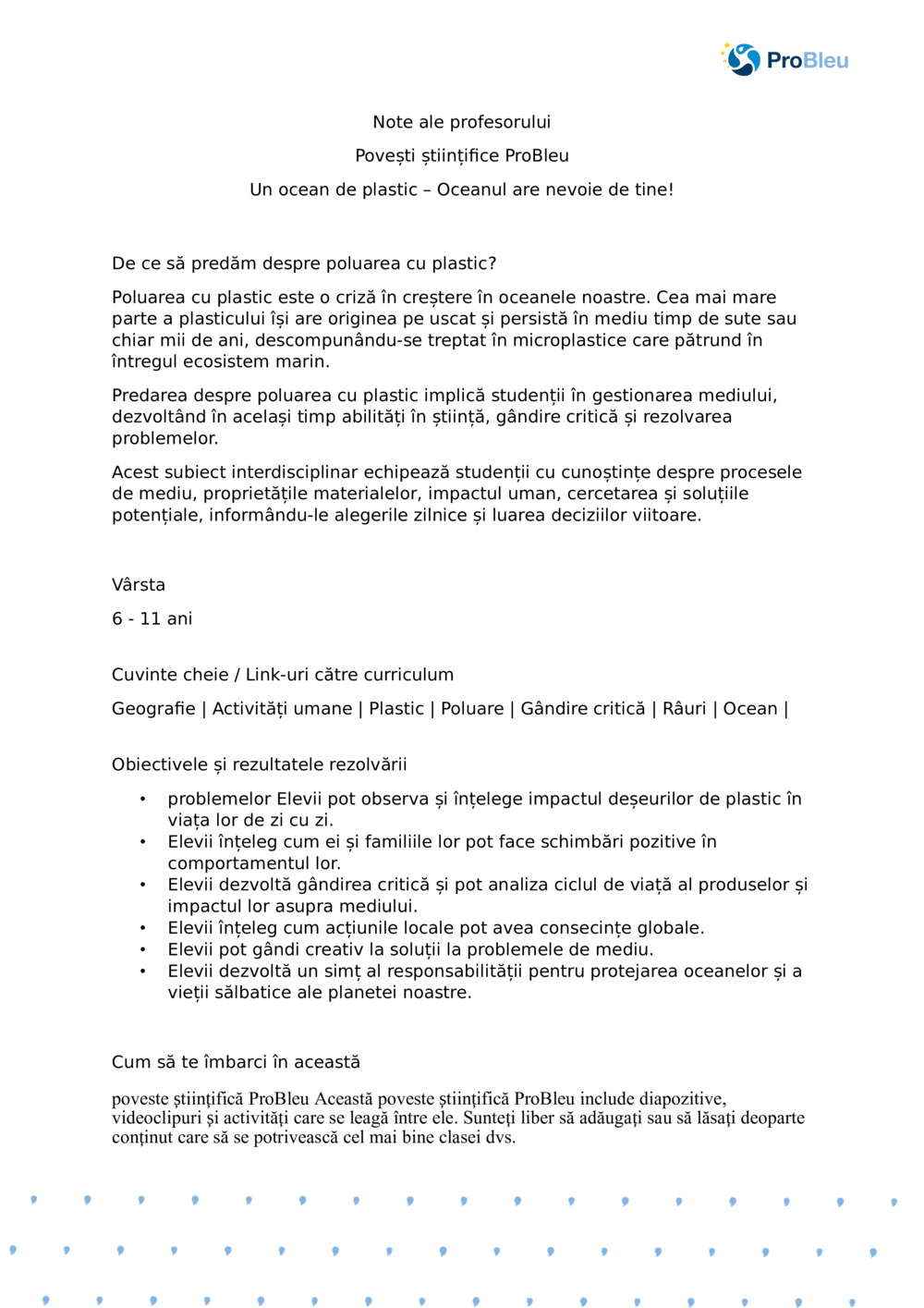 Note ale profesorului: Un ocean de plastic: Oceanul are nevoie de you_ProBleu poveste științifică