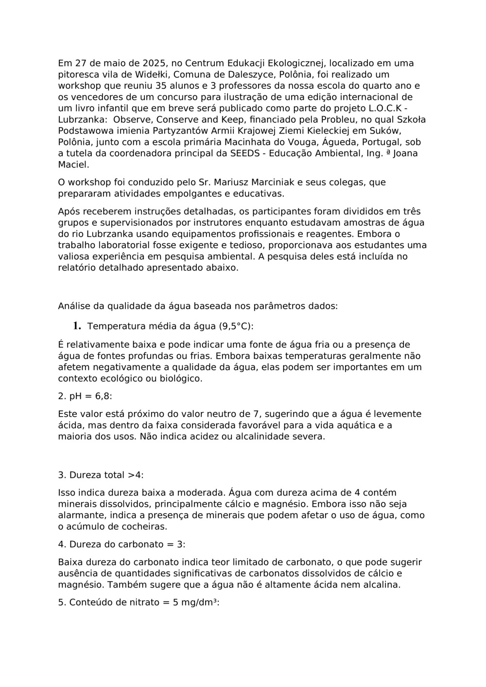 Relatório do rio Lubrzanka