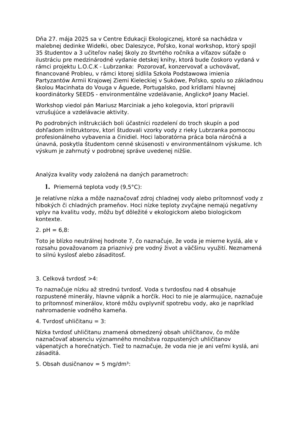 Správa o rieke Lubrzanka
