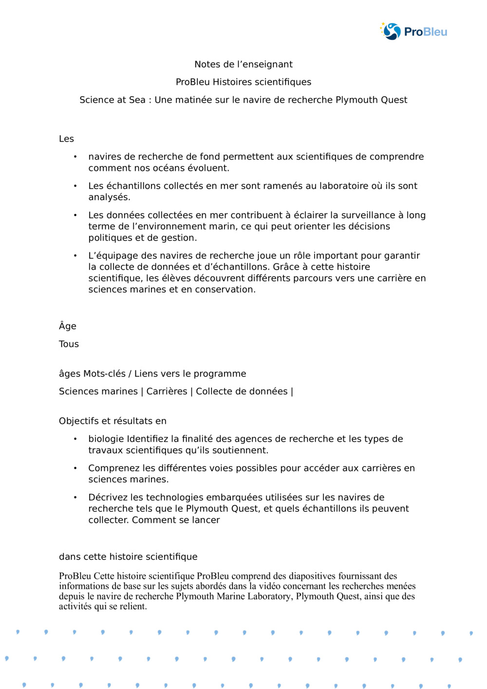 Science at Sea : Une matinée sur le navire de recherche Plymouth Quest_ Notes du professeur_0