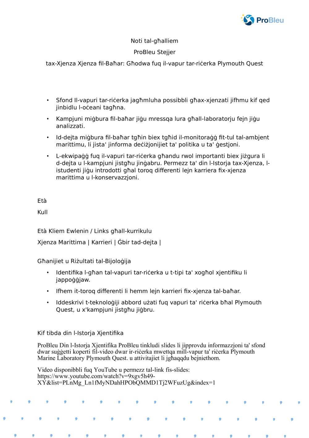 Xjenza fil-Baħar: Għodu fuq il-vapur tar-riċerka Plymouth Quest_ Noti tal-għalliem_0