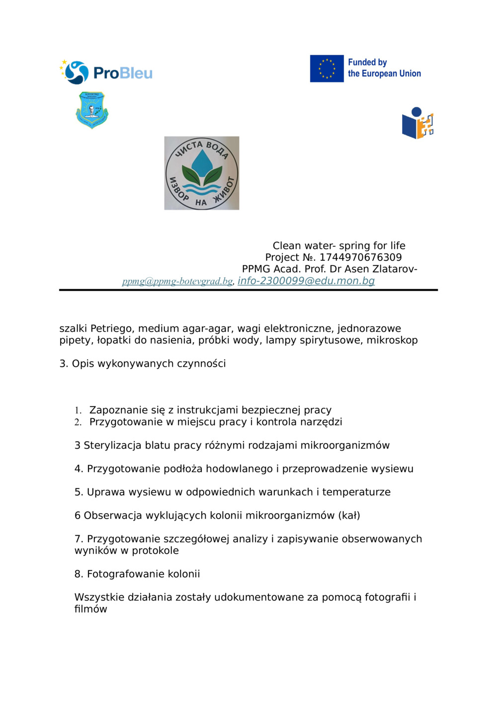 Raport – BADANIE MIKROBIOLOGICZNE MIKROORGANIZMÓW W WODZIE Z RÓŻNYCH ŹRÓDEŁ_1