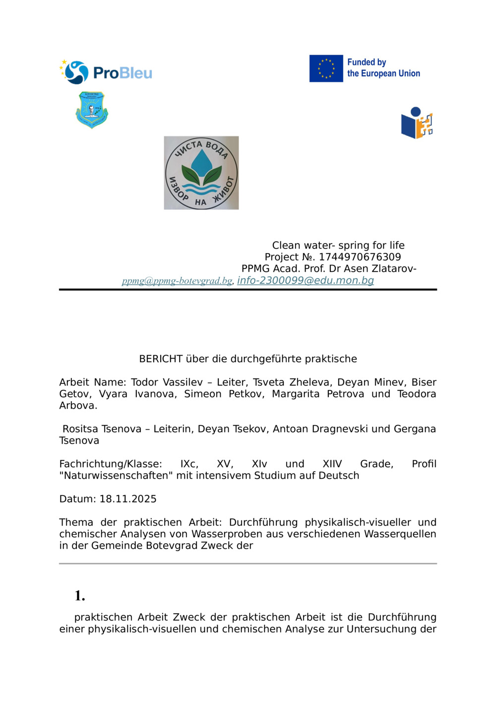 Physikalische - chemische Analyse