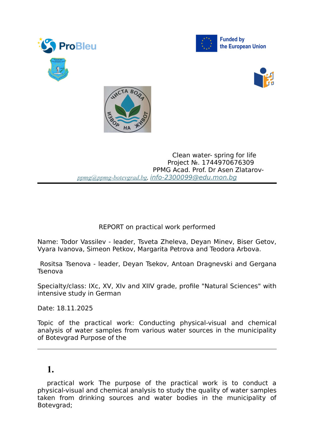 Physical - chemical analysis