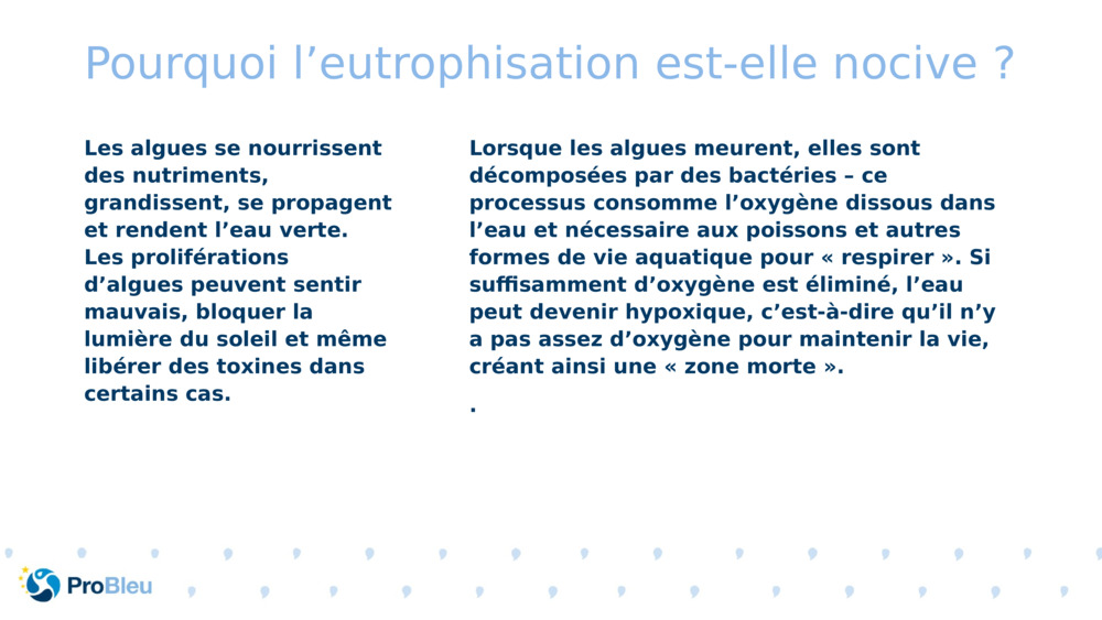 Pourquoi l’eutrophisation est-elle nocive ?