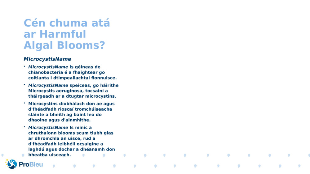 Cén chuma atá ar Harmful Algal Blooms?