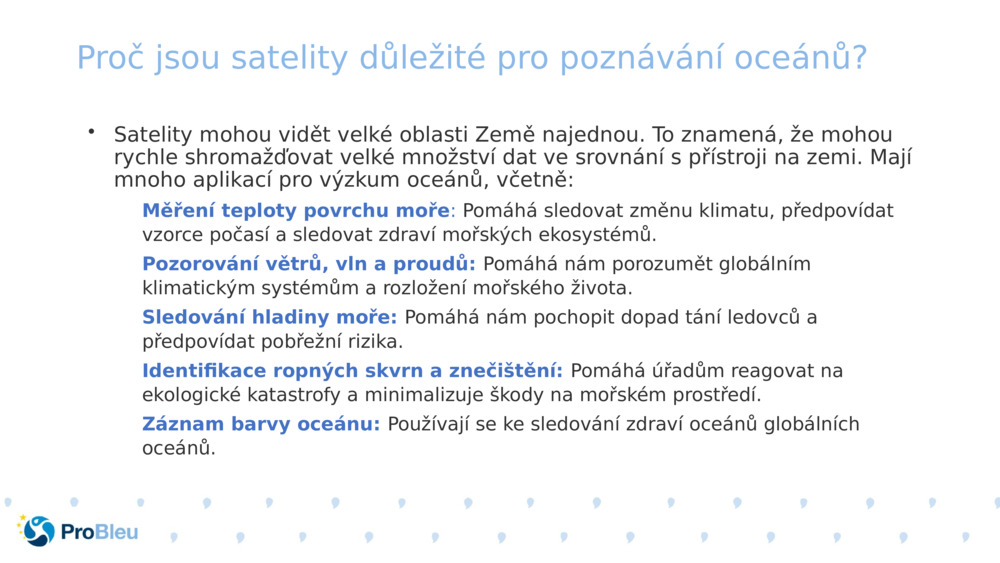 Proč jsou satelity důležité pro poznávání oceánů? 