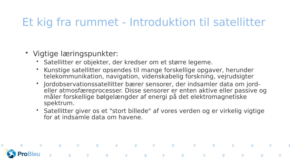 Et kig fra rummet - Introduktion til satellitter