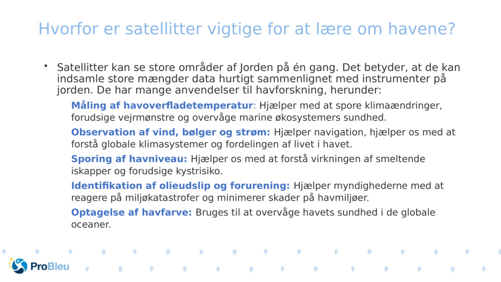 Hvorfor er satellitter vigtige for at lære om havene? 