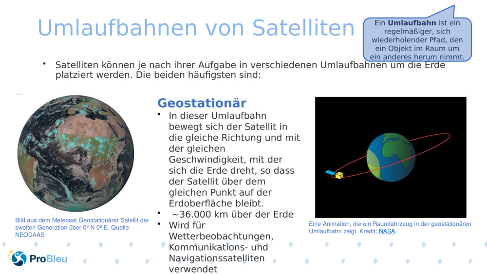 Umlaufbahnen von Satelliten