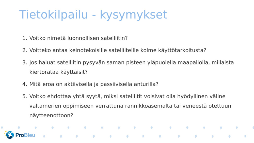 Tietokilpailu - kysymykset