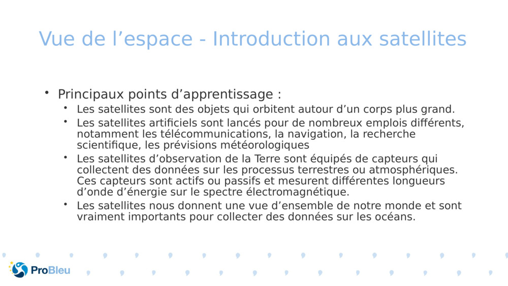 Vue de l’espace - Introduction aux satellites