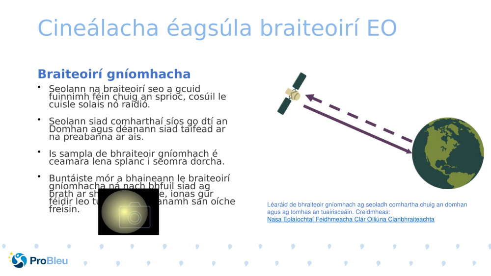 Cineálacha éagsúla braiteoirí EO