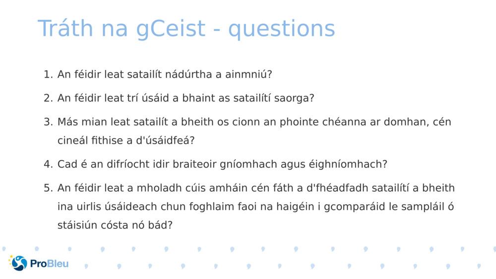 Tráth na gCeist - questions