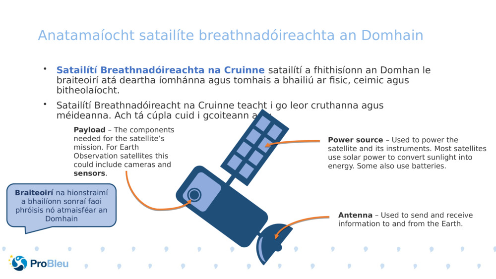 Anatamaíocht satailíte breathnadóireachta an Domhain