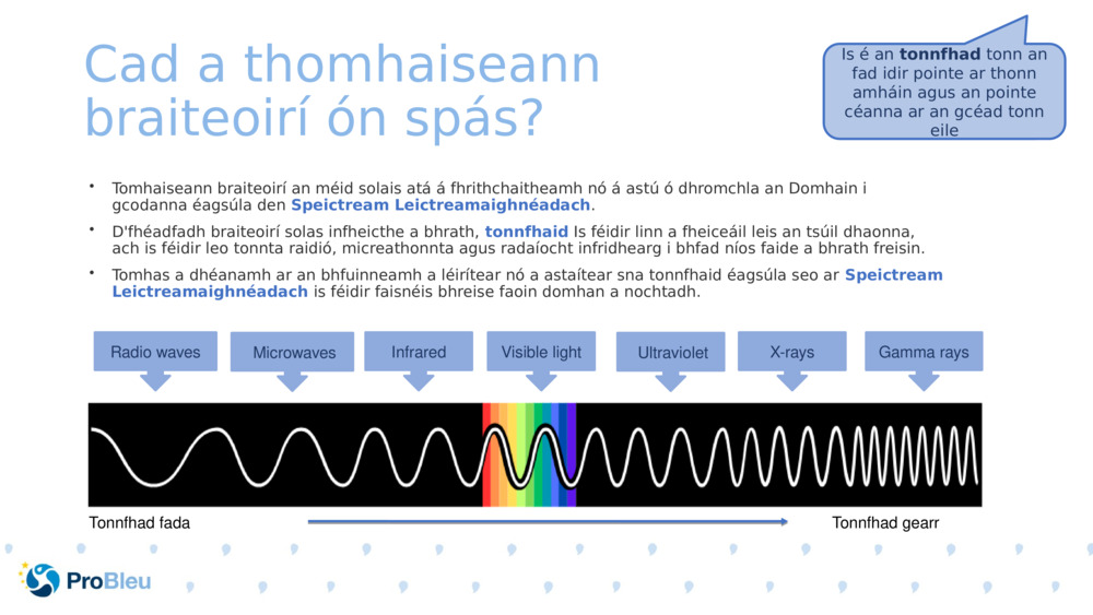 Cad a thomhaiseann braiteoirí ón spás? 