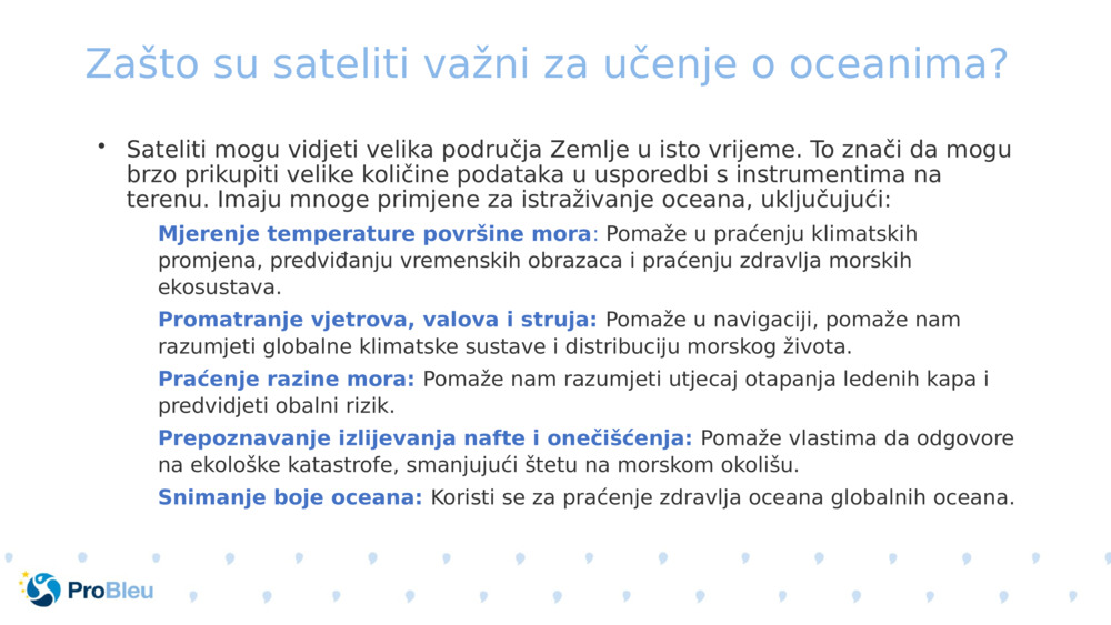 Zašto su sateliti važni za učenje o oceanima? 