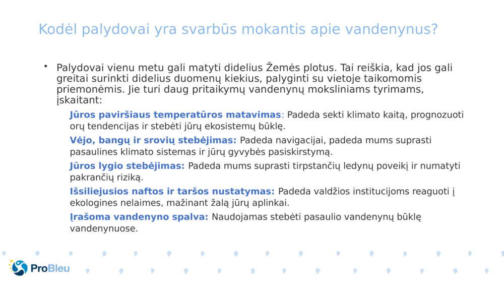 Kodėl palydovai yra svarbūs mokantis apie vandenynus? 