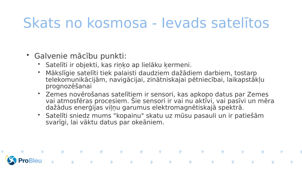 Skats no kosmosa - Ievads satelītos