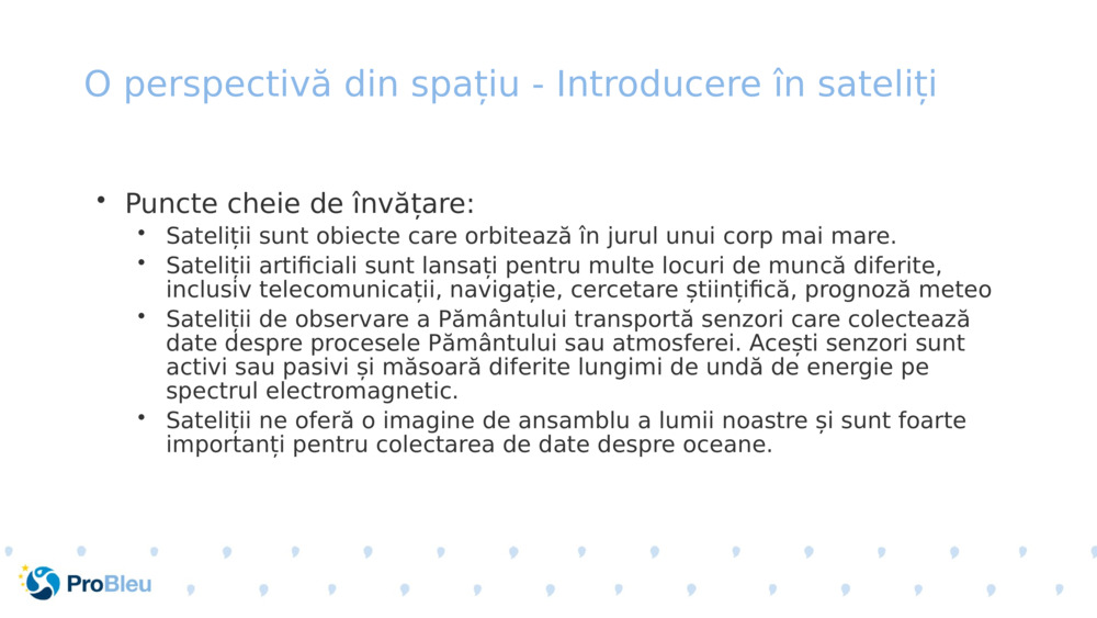 O perspectivă din spațiu - Introducere în sateliți