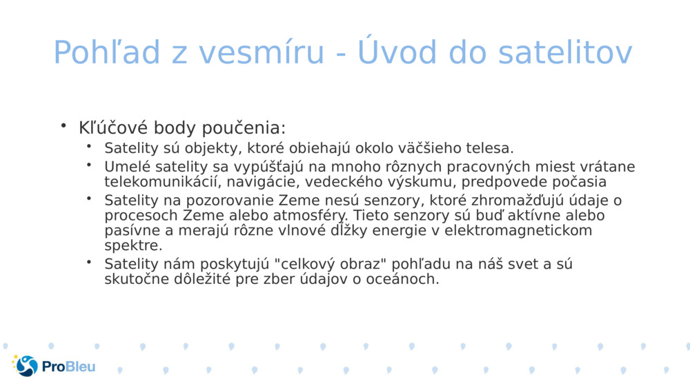 Pohľad z vesmíru - Úvod do satelitov