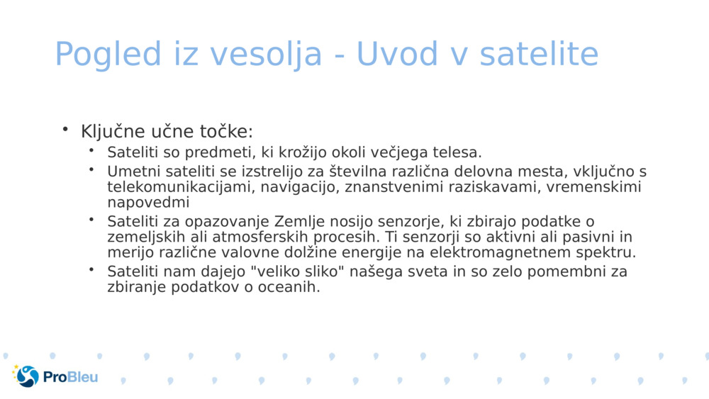 Pogled iz vesolja - Uvod v satelite