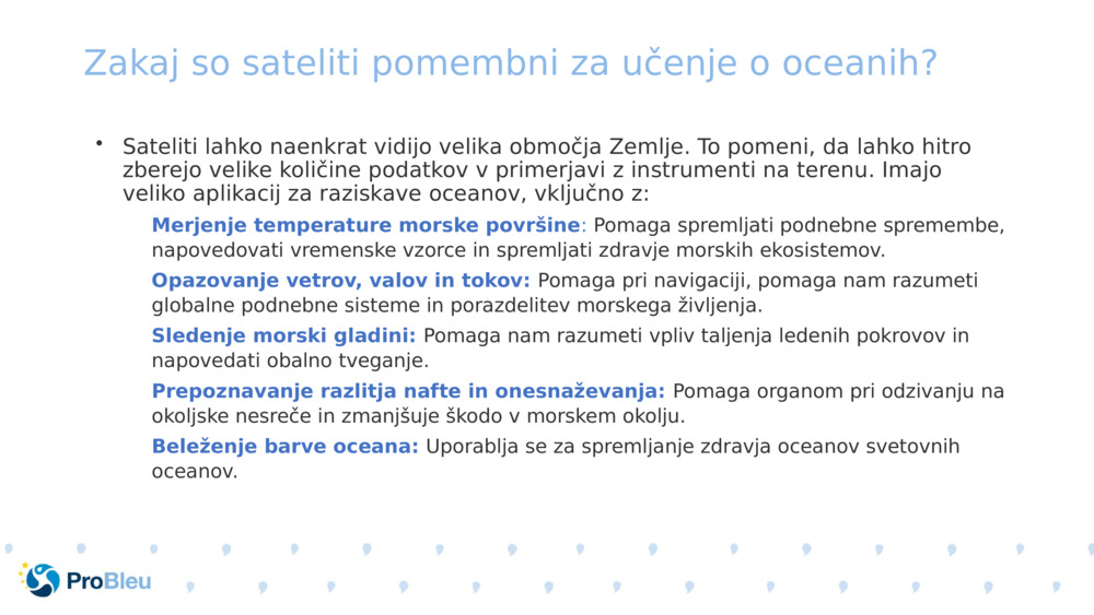 Zakaj so sateliti pomembni za učenje o oceanih? 