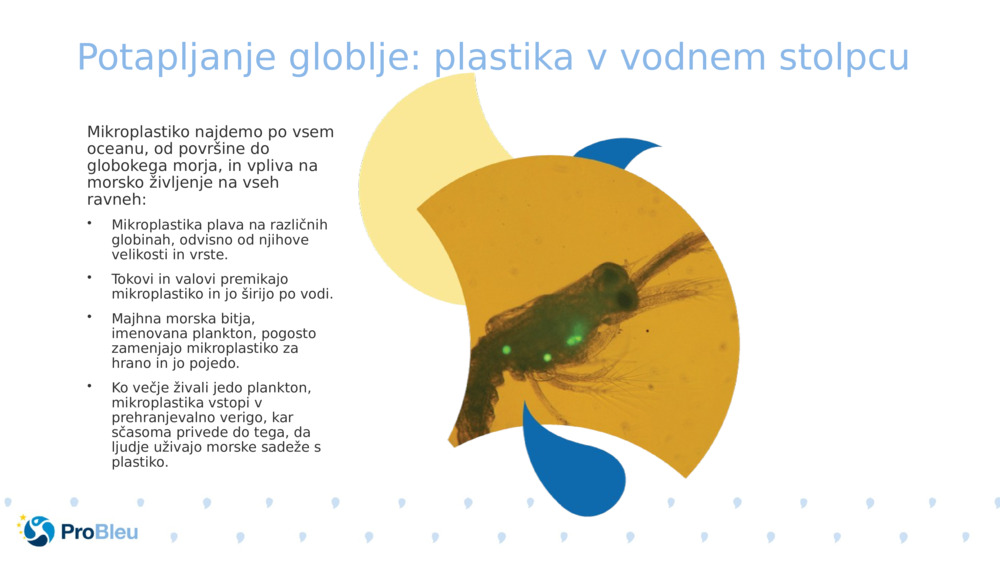 Potapljanje globlje: plastika v vodnem stolpcu