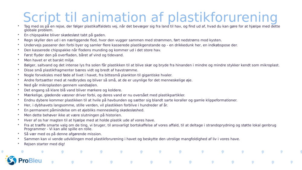 Script til animation af plastikforurening