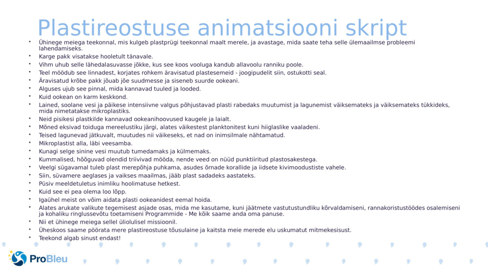 Plastireostuse animatsiooni skript