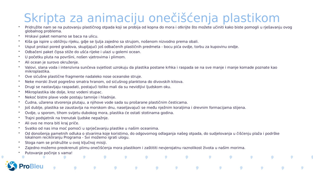 Skripta za animaciju onečišćenja plastikom