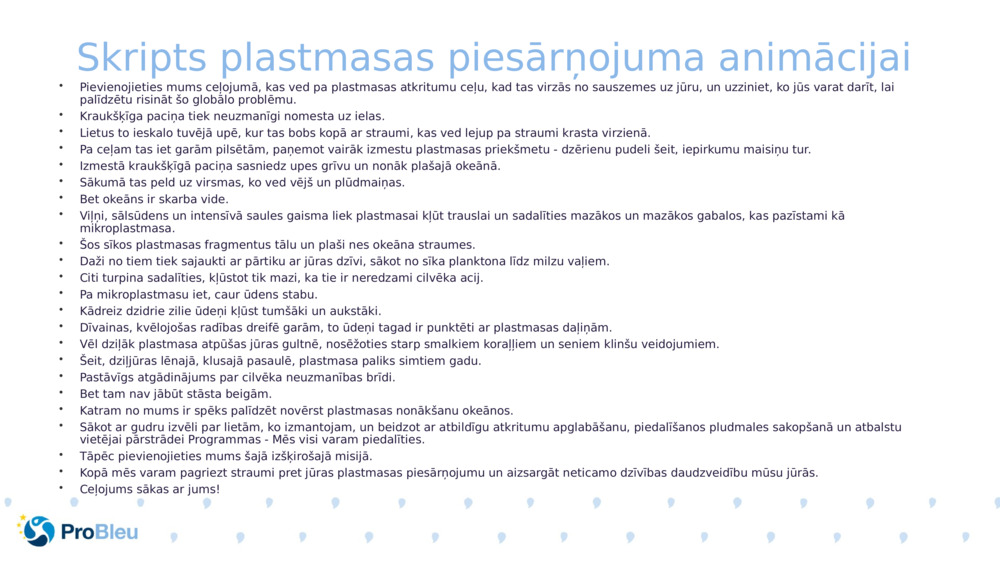 Skripts plastmasas piesārņojuma animācijai