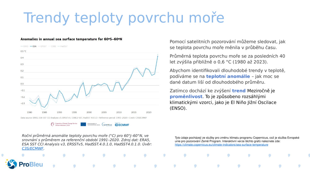 Trendy teploty povrchu moře