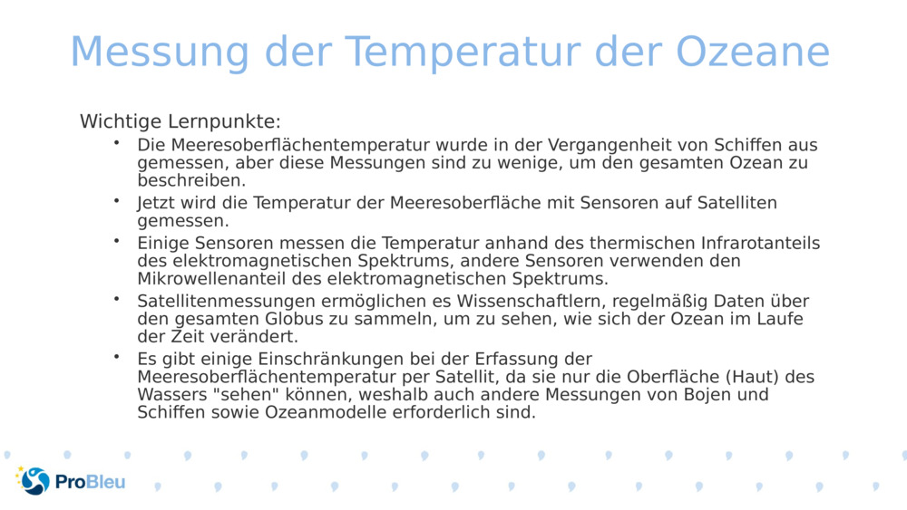 Messung der Temperatur der Ozeane