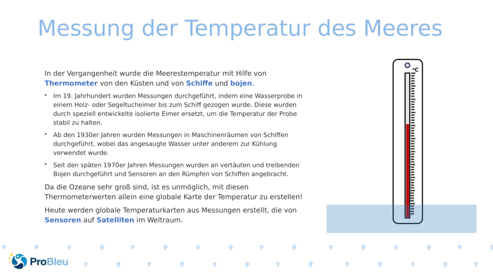 Messung der Temperatur des Meeres