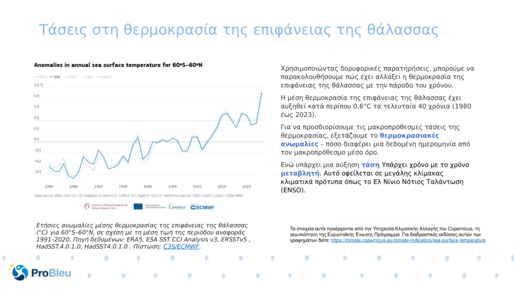 Τάσεις στη θερμοκρασία της επιφάνειας της θάλασσας