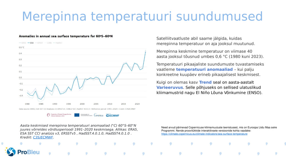 Merepinna temperatuuri suundumused