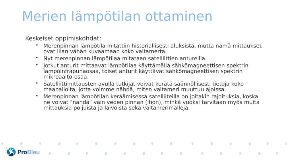 Merien lämpötilan ottaminen