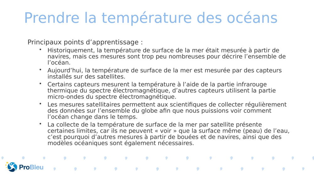 Prendre la température des océans