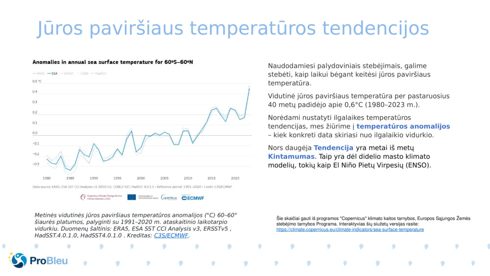 Jūros paviršiaus temperatūros tendencijos