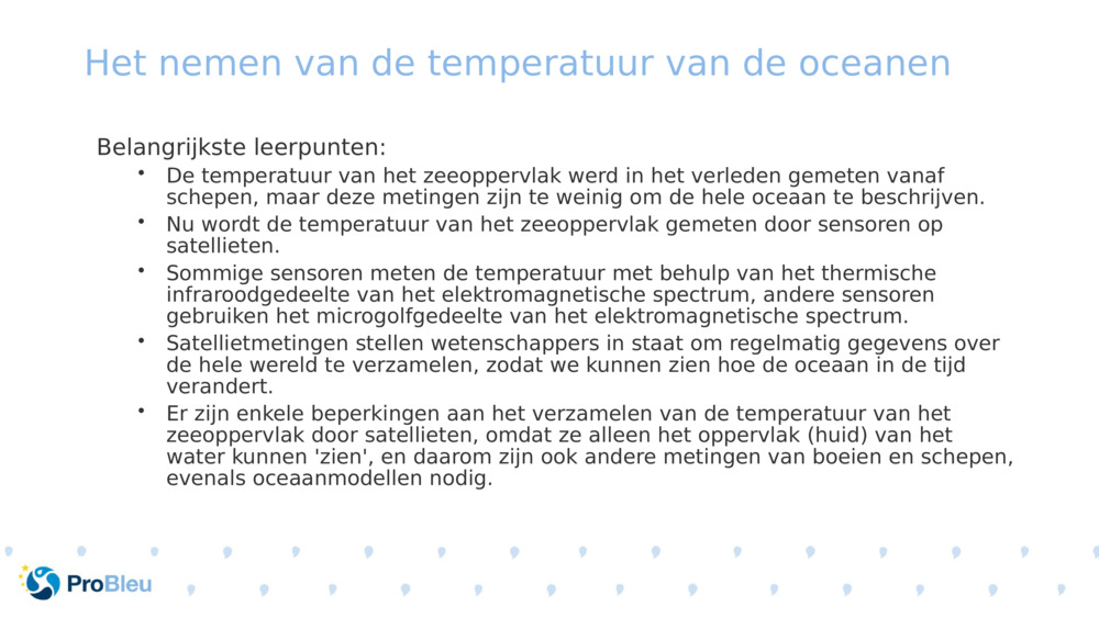 Het nemen van de temperatuur van de oceanen