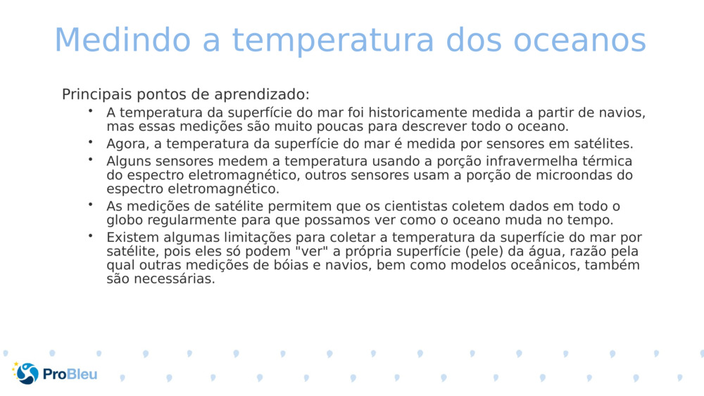 Medindo a temperatura dos oceanos