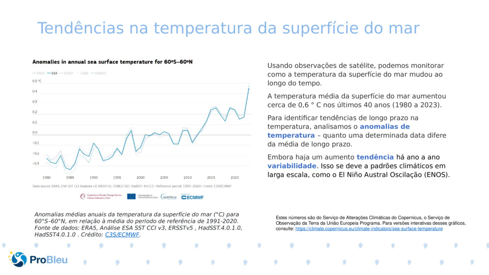 Tendências na temperatura da superfície do mar