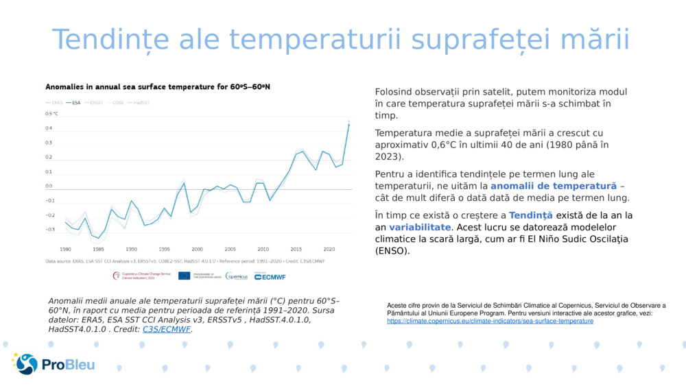 Tendințe ale temperaturii suprafeței mării